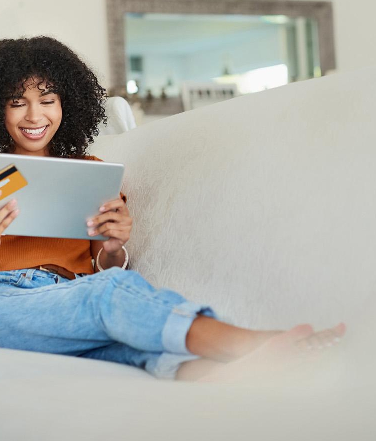 Woman online shopping