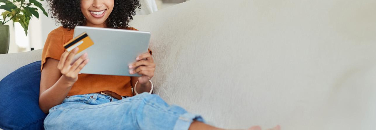 Woman online shopping